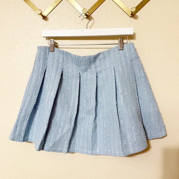 NWT Line & Dot Emmeline Tweed Boucle Revolve Mini Skirt in Sky Blue size large - Picture 6 of 10